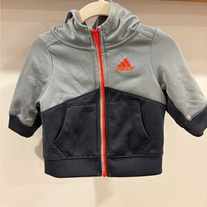 Adidas Kids Gray and Black Zip-Up Hoodie